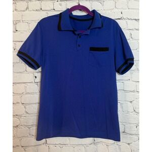 MANFINITY Mens Blue Black Trim Polo Shirt Size S‎ Short Sleeve Pocket